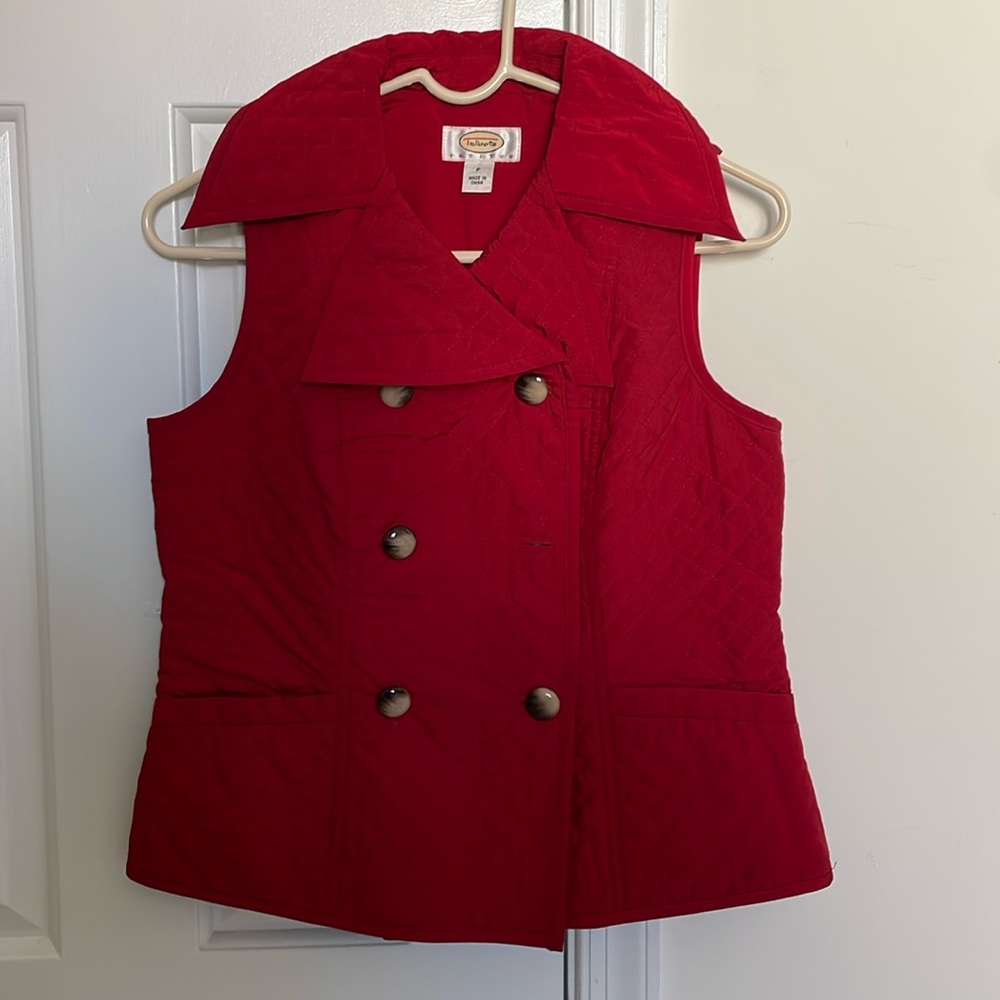 Talbots Petites Quilted Vest - RED - Size P